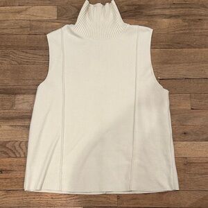 Zara Sleeveless Cream Turtleneck Top